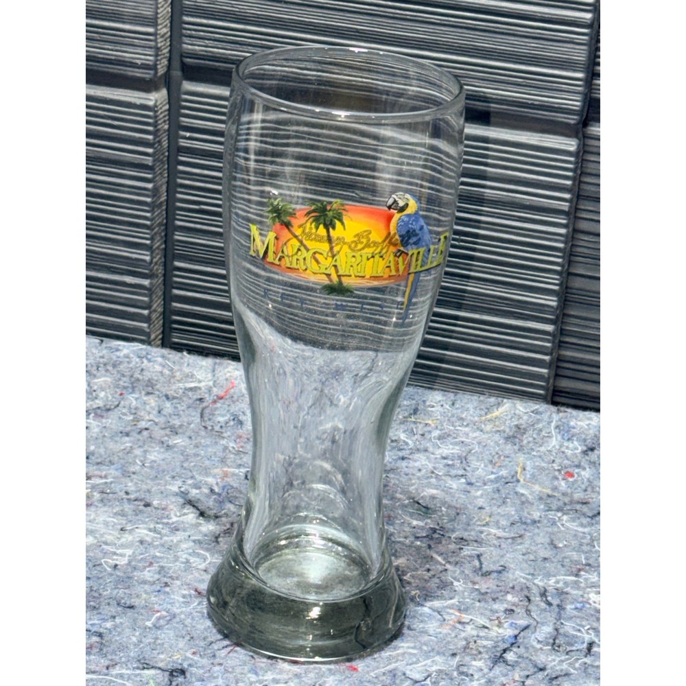 Jimmy Buffett Margaritaville Pilsner Beer Glass Tropical Parrot Palm Tree Logo